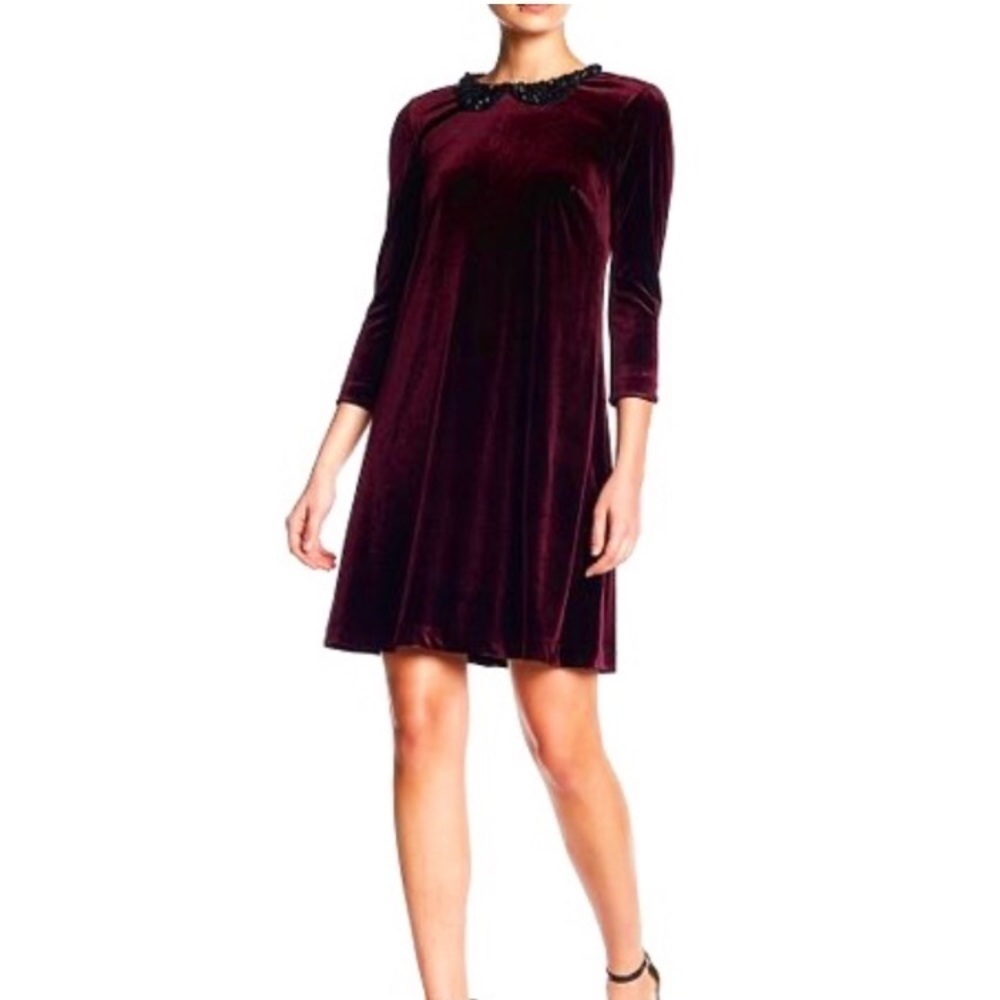 VTG BETSEY JOHNSON Velvet Embellished Peter Pan Collar Dress Size 6